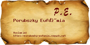 Porubszky Eufémia névjegykártya